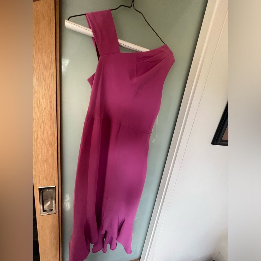 Shoshanna Magenta One-Shoulder Midi Dress